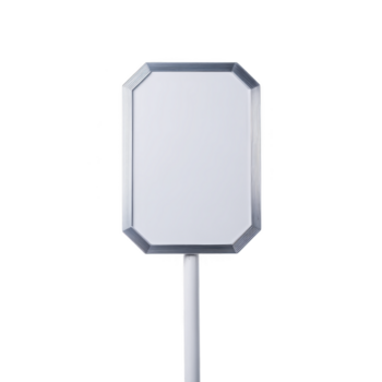 rectangular blanco firmar con metálico marco y transparencia fondo, aislado en transparente fondo, adecuado para agregando personalizado texto o gráficos, mínimo y moderno diseño png