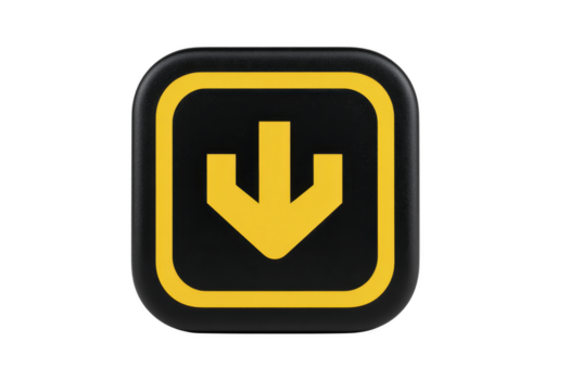 gul pil ikon svart fyrkant knapp avrundad hörn djärv gräns modern stil digital symbol navigering riktning användare gränssnitt glad klar design png