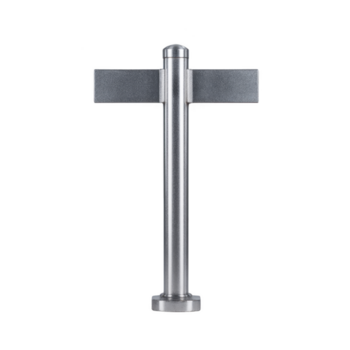 Metallic T shaped pin with cylindrical shaft, isolated on transparency background, used for mechanical or industrial applications, sturdy and durable design, simple and functional appearance png