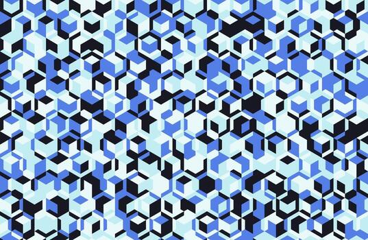 resumen geométrico modelo. de tono frío, isométrica cubo diseño crea un dinámica, moderno visual. ideal para antecedentes, sitios web, textiles, y relacionado con la tecnología proyectos vector