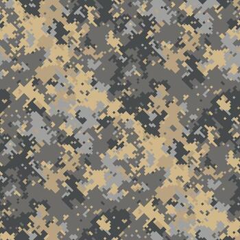 Abstract digital camouflage pattern. Neutral tones create a versatile, modern design ideal for textiles, apparel, or backgrounds. vector