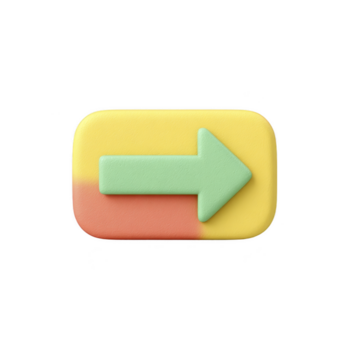 Right arrow green arrow yellow background rectangular button 3d icon navigation direction pastel color user interface web design png