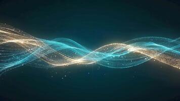 astratto sfondo con fluente blu e oro particella onde, la creazione di un' dinamico e elegante design Perfetto per tecnologia, scienza, o futuristico a tema progetti video
