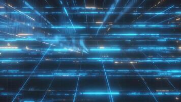 astratto tecnologia sfondo con raggiante blu Linee e griglia modello, la creazione di un' futuristico e High Tech tatto, Perfetto per scienza, dati, o digitale concetti e presentazioni video