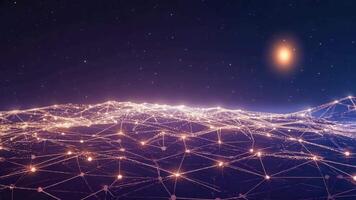 astratto Rete sfondo con raggiante nodi e Linee sotto un' stellato cielo, la creazione di un' futuristico e tecnologico tatto, Perfetto per scienza, tecnologia, o dati visualizzazione video