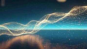 abstrakt Digital Ozean mit binär Code Wellen, reflektieren das Verbundenheit von Daten und Technologie im ein futuristisch Landschaft, symbolisieren das Weite von das Digital Welt video