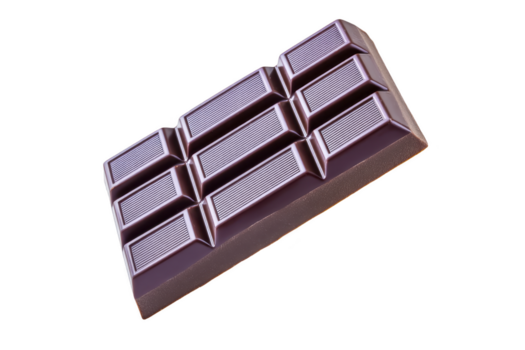 Dark chocolate bar isolated sweet dessert cocoa rectangular snack delicious treat food dark chocolate bar isolated transparency background showing rectangular shape with segmented pieces perfect png