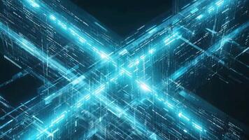 futuristisch abstrakt Hintergrund mit glühend Blau Linien und Daten Ströme, Darstellen das Komplex Netzwerke und verbunden Systeme von modern Technologie und Kommunikation video