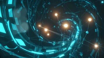 une fascinant abstrait spirale de interconnecté nœuds et embrasé orbes, création une futuriste et dynamique visuel expérience, parfait pour technologie, science, ou innovant conception projets video