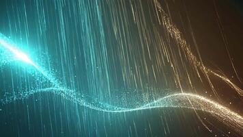 Abstract digital wave of glowing particles and light trails flowing in a dynamic and mesmerizing manner, creating a futuristic and technological atmosphere with a sense of energy and movement video