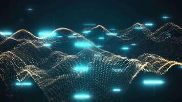 astratto digitale paesaggio con raggiante particelle e linee, la creazione di un' futuristico e tecnologico tatto, Perfetto per scienza, tecnologia, o dati visualizzazione progetti video