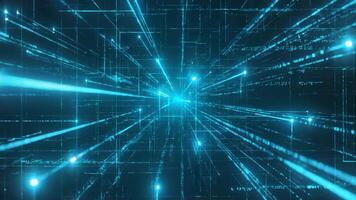 abstrakt Blau Digital Daten und Netzwerk Verbindung Pixel Hintergrund, Technologie futuristisch Konzept mit Licht Strahlen, künstlich Intelligenz, groß Daten, Wissenschaft Hintergrund Konzept video