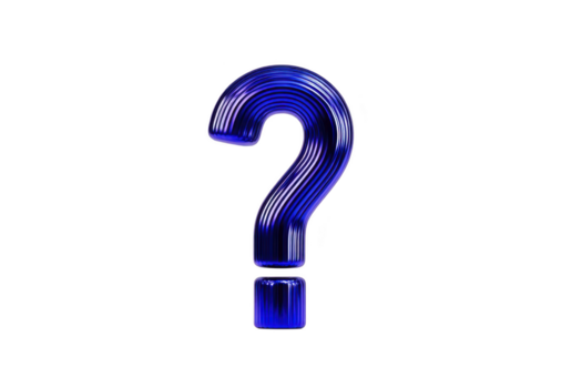 Blau Frage Kennzeichen glänzend metallisch Stil isoliert auf transparent Hintergrund symbolisieren Neugierde Anfrage und Unsicherheit geeignet zum Netz Design Bildung und kreativ Projekte png