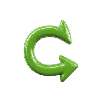 groen pijl gebogen pijl 3d pijl glanzend pijl glimmend pijl vernieuwen symbool herladen icoon circulaire pijl geïsoleerd transparant achtergrond png