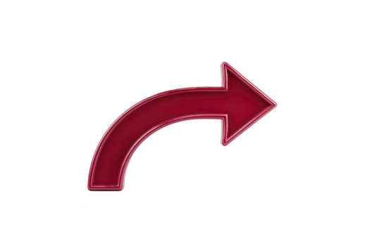 curvado seta vermelho isolado certo direção lustroso 3d transparente fundo navegação símbolo moderno simples digital ponteiro ícone Projeto direção orientação placa interface rede inscrição png