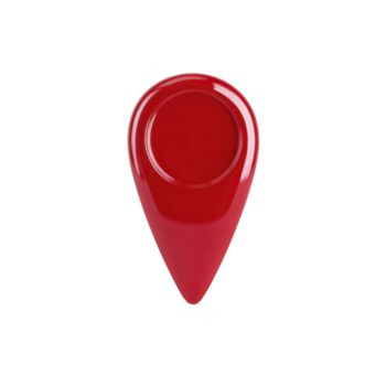 Red location pin icon, glossy finish, isolated on transparency background, symbolizing navigation, direction, and travel, modern and minimalistic design png