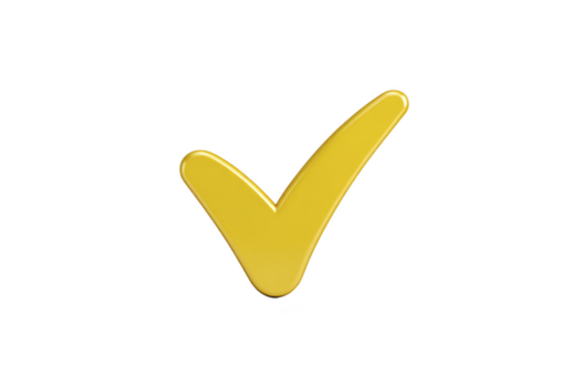 giallo dai un'occhiata marchio 3d stile isolato su trasparenza sfondo simboleggiante approvazione successo o completamento con lucido e moderno aspetto veicolare positività e realizzazione png