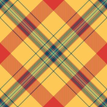 Warm and inviting tartan pattern. A classic plaid design in yellow, red, and teal, perfect for textile design, backgrounds, or digital art. Creates a cozy, rustic feel. vector