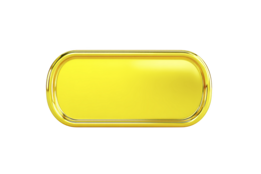 gul guld avrundad rektangel knapp, glansig metallisk gräns, tom skinande yta, modern ui element, isolerat på genomskinlighet bakgrund, glad och vibrerande design png
