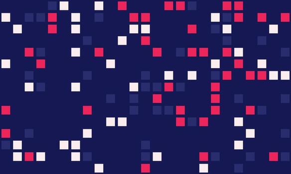 Abstract pixel art background. Red, white, and dark blue squares create a dynamic, modern design perfect for tech, data visualization, or website banners. vector