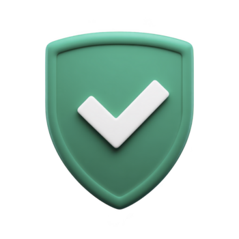 verde scudo bianca dai un'occhiata marchio sicurezza protezione sicurezza approvazione 3d icona isolato digitale garanzia fiducia moderno simbolo positivo sicuro verifica pulito minimo emblema Internet ragnatela applicazione png