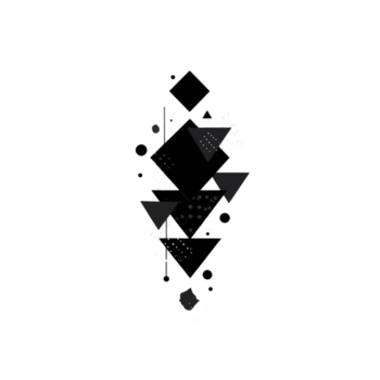 resumen geométrico tatuaje diseño con negro triangulos, círculos, y líneas arreglado verticalmente, creando moderno minimalista modelo con artístico equilibrar y simetría png