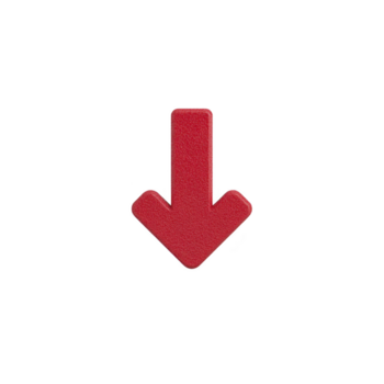 röd nedåt pil symbol med texturerad yta, isolerat på transparent bakgrund, Begagnade för riktning, navigering, eller indikerar minska, med djärv och enkel design png