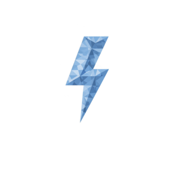 Blue geometric lightning bolt icon isolated transparency background polygonal shape Blue geometric lightning bolt icon with polygonal pattern isolated transparency background. png