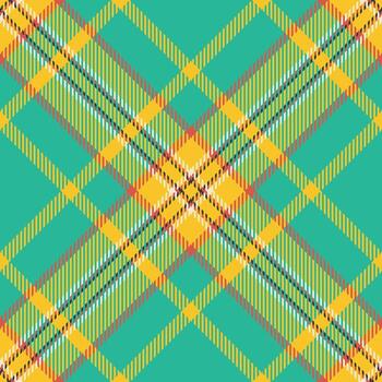 Vibrant plaid pattern featuring intersecting lines of yellow, teal, and subtle accents. Classic, yet modern. Ideal for textiles, backgrounds, and graphic design projects. vector
