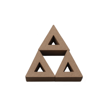 Triangular cardboard box geometric packaging brown color three pieces arranged in triangle shape modern design eco friendly isolated on transparency background png