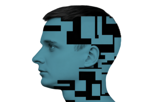 profiel Mens digitaal abstract technologie blauw meetkundig patroon hoofd modern profiel van Mens met blauw digitaal meetkundig patroon bedekking symboliseert technologie innovatie en modern digitaal png