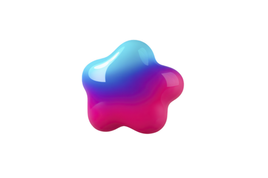 lucido stella forma blu e rosa pendenza 3d astratto oggetto isolato su trasparenza sfondo giocoso e moderno design vivace colore liscio superficie allegro umore png