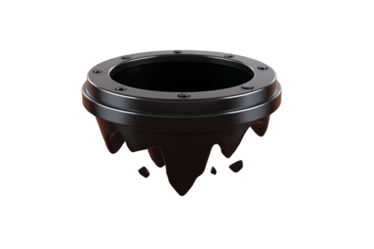 flytande svart metallisk plattform runda form trogen design isolerat på transparent bakgrund 3d tolkning sci fi modern minimal dramatisk mystisk png