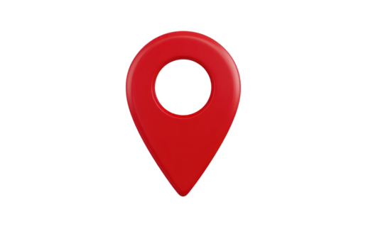Red map pin location marker navigation symbol isolated on transparency background simple design travel concept direction glossy finish modern style digital icon png
