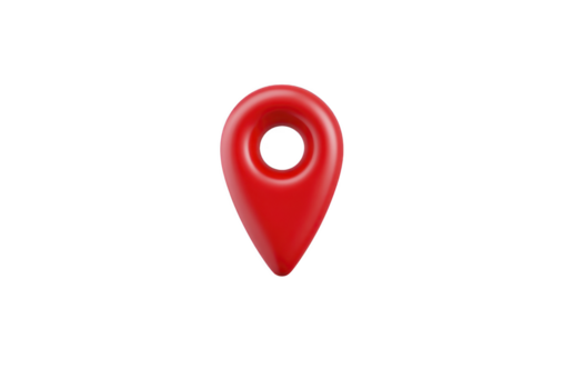 Red map pin location marker navigation symbol isolated on transparent background used for travel direction and destination concepts modern and simple design png