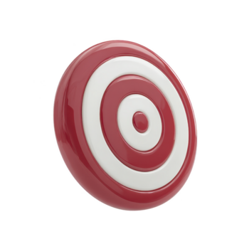 Red white target round shape glossy surface isolated on transparent background 3D rendering simple design symbol of focus goal accuracy motivation png