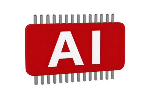 ai microchip rood computer bewerker kunstmatig intelligentie- technologie innovatie digitaal stroomkring futuristische geïsoleerd 3d geven elektronisch bestanddeel modern ontwerp png