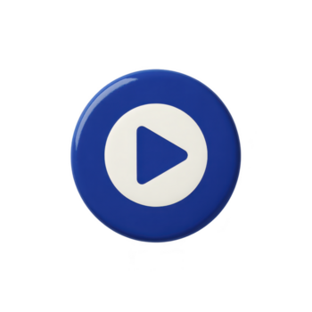 Blue play button round icon white triangle glossy surface isolated symbol media digital modern simple Blue play button with white triangle center round glossy icon isolated transparency background png