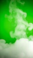 elegante turbinii di bianca Fumo danza e volteggiare contro un' vivido verde tela, la creazione di un' travolgente visivo spettacolo quello evoca un' senso di Meraviglia e incanto, Perfetto per creativo progetti video