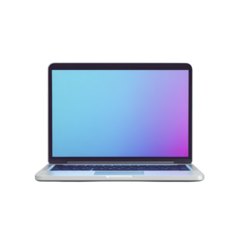 portable ordinateur La technologie dispositif écran numérique moderne portable pente bleu violet ouvert clavier électronique l'Internet espace de travail Bureau travail affaires Vide afficher bureau sans fil la communication png