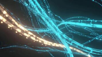 en fascinerande visa av lysande blå och guld rader flätas ihop, formning en trogen nätverk design den där framkallar en känsla av teknologisk befordran och anslutning video