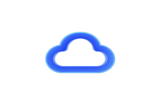 Blue cloud icon minimal style digital symbol isolated on transparent background modern design technology concept cheerful and clean look suitable for web and app interface png