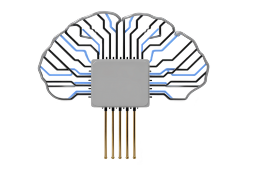 artificial inteligência cérebro o circuito tecnologia inovação digital eletrônico futurista neural Ciência conceito mostrando microchip com cérebro em forma o circuito linhas png