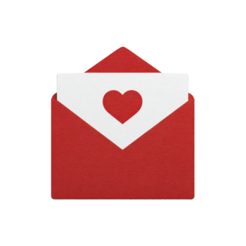 Red envelope white card heart symbol love letter romantic message paper texture simple design isolated valentine affection png
