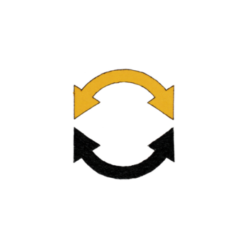 amarelo seta e Preto seta Formato circular laço, simbolizando processo, ciclo, ou sincronização, em transparente fundo, transmitindo sentido do continuidade e conexão png