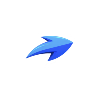 Blue arrow 3D style isolated on transparent background modern design dynamic shape digital icon direction symbol navigation technology energetic futuristic png