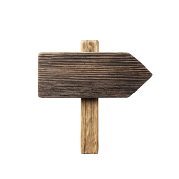 trä- pil tecken, rustik textur, isolerat på genomskinlighet bakgrund, tom riktning styrelse för text, naturlig trä spannmål, enkel och tömma, vägledning begrepp png