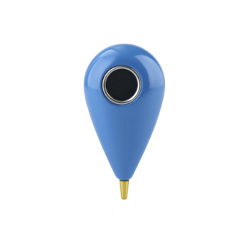 blu Posizione perno marcatore con metallico cerchio accento isolato su trasparenza sfondo moderno navigazione simbolo lucido finire Usato per carta geografica viaggio o GPS interfaccia semplice e pulito design png