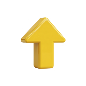 amarelo seta 3d lustroso para cima isolado símbolo direção navegação moderno alegre simples transparência fundo positivo ícone digital gráfico ponteiro negrito mínimo geométrico brincalhão brilhante limpar \ limpo png