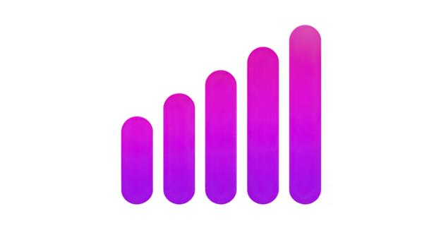 lutning bar Graf, rosa och lila vertikal barer, avrundad kanter, modern infographic stil, isolerat på transparent bakgrund, representerar data tillväxt och framsteg png